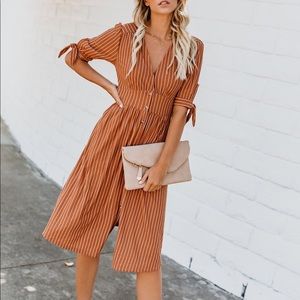 🆕 Striped Button Down Dress - Rust